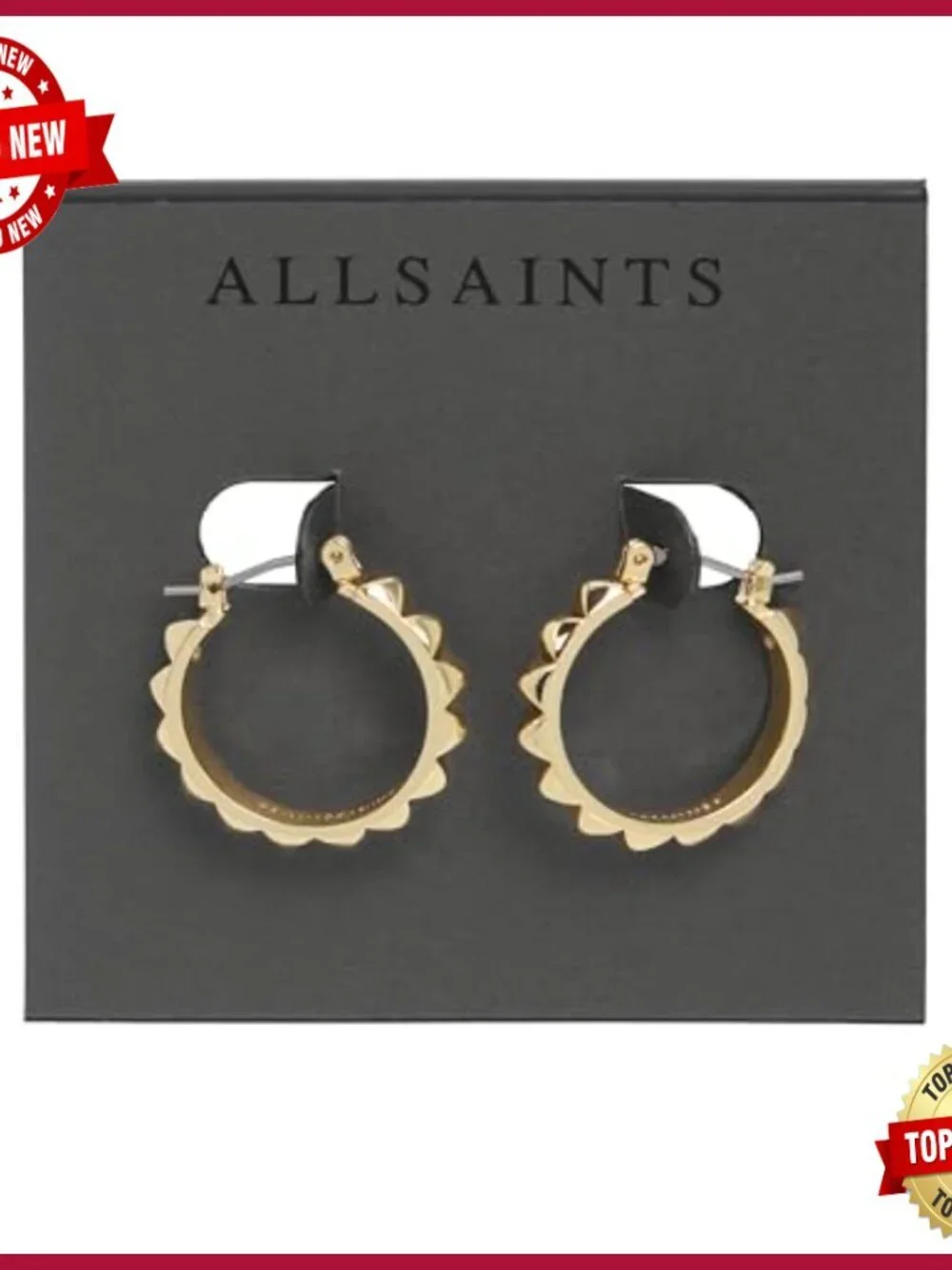 Brass Studded Hoop Earrings with Click-Top Closure